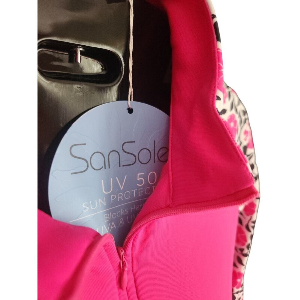 SAN SOLEIL Golf Dress with shorts Medium Pink Floral 1/4 Zip UPV 50 NWT $139 - Picture 8 of 13